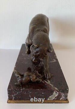 Le Bulldog Et La Souris, Sujet En Bronze d époque de la fin XIX ème