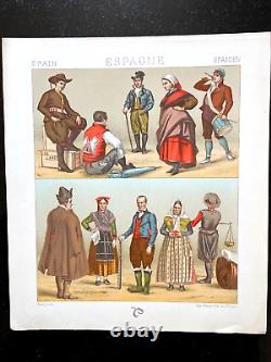 Le Costume Historique Racinet Espagne 12 Planches Couleurs D'époque 1888