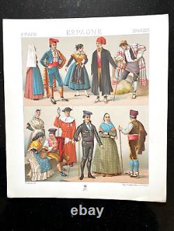 Le Costume Historique Racinet Espagne 12 Planches Couleurs D'époque 1888