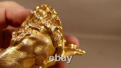 Le Lion, Statuette En Bronze Doré époque XIX ème Siècle