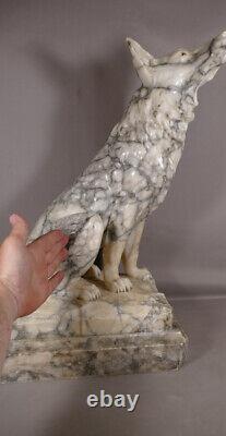 Le Loup, 61 Cm, Statue Sculpture Animalière En Marbre, époque Fin XIX ème