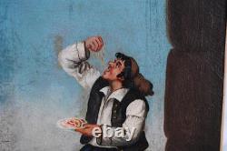 Le mangeur de pâte peinture italienne époque XIXème