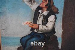 Le mangeur de pâte peinture italienne époque XIXème