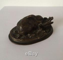 Le petit lapin et le chou, sujet animalier en bronze d époque XIX ème siècle