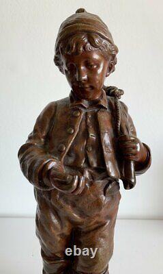 Le petit ramoneur, sculpture en bronze d époque XIX ème