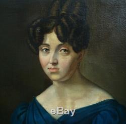 Léonard POYET Portrait De Femme Epoque Louis Philippe Hst Du XIXème Siècle