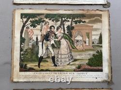 Les tribulations de Fitz-Henri, série de trois gravures d'époque Empire, XIXe