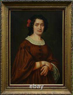 Leyat Portrait de Femme Marie Faure d'Epoque Second Empire HST du XIXème siècle
