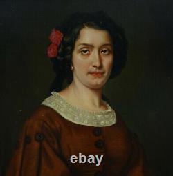 Leyat Portrait de Femme Marie Faure d'Epoque Second Empire HST du XIXème siècle