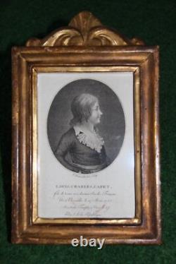 Louis XVII Lithographie Du Dauphin Dans Son Cadre D'époque 18 Eme