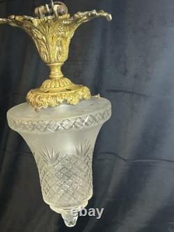 Luminaire ancien fin XIXè Plafonnier en bronze et cristal Epoque Napoléon 3
