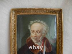 MINIATURE, GOUACHE, PORTRAIT D'HOMME, EPOQUE XIXème