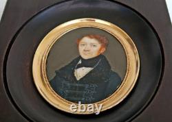 MINIATURE Portrait Homme de Qualité d'Epoque 1er Empire Début XIXème
