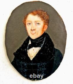 MINIATURE Portrait Homme de Qualité d'Epoque 1er Empire Début XIXème