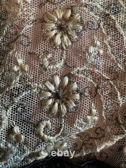 Magnifique corsage Belle Époque jais pailleté dentelle brodée fleurs soie 1910