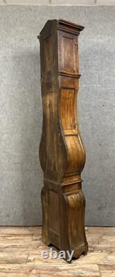 Magnifique horloge de parquet époque XIXeme en noyer, loupe et marqueterie