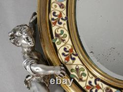 Maison A Giroux, miroir aux amours en bronze émaillé en champlevé, époque XIX èm