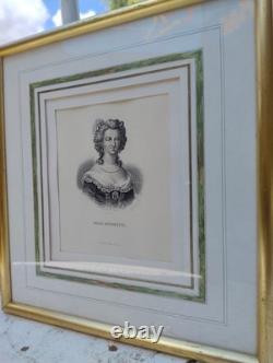 Marie Antoinette, gravure dans son cadre en bois doré. Époque fin XIX Ème