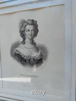 Marie Antoinette, gravure dans son cadre en bois doré. Époque fin XIX Ème