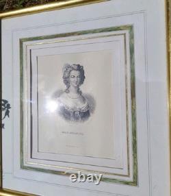 Marie Antoinette, gravure dans son cadre en bois doré. Époque fin XIX Ème