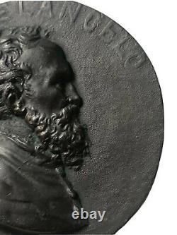 Médaillon Médaille Métal Patiné Buste de Michel Ange Michelangelo Époque XIXème
