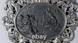 Médaillon à l'Antique En ébonite Et Cadre En Argent Massif, époque XIX ème Sièc