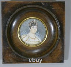 Miniature, Femme à La Tiare époque Empire, XIX ème
