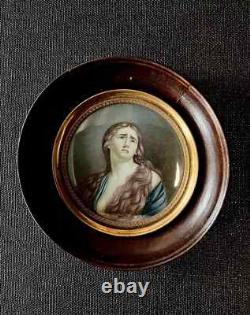Miniature de qualité gouache sur papier portrait Marie-Madeleine époque XIXème
