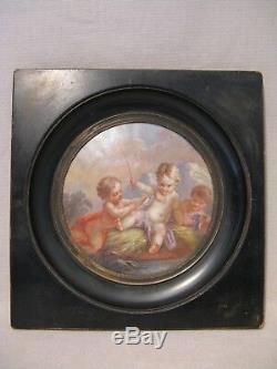 Miniature sur cuivre à décor d'amours époque XIX ème siècle