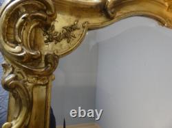 Miroir De Cheminée En Bois Et Stuc Doré De Style Louis XV, époque XIX ème