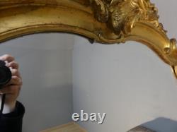 Miroir De Cheminée En Bois Et Stuc Doré De Style Louis XV, époque XIX ème
