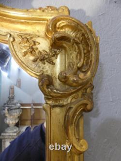 Miroir De Cheminée En Bois Et Stuc Doré De Style Louis XV, époque XIX ème