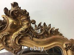 Miroir Doré Louis XV Rocaille d'époque 19eme Siècle XIXeme Ancien