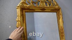 Miroir Empire En Bois Sculpté Et Doré à Fronton d'époque Début XIX ème