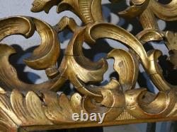 Miroir En Bois Sculpté Ajouré Doré à La Feuille, Italie époque XIX ème, Tain Mer