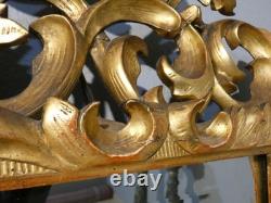 Miroir En Bois Sculpté Ajouré Doré à La Feuille, Italie époque XIX ème, Tain Mer