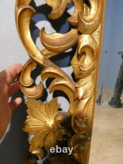Miroir En Bois Sculpté Ajouré Doré à La Feuille, Italie époque XIX ème, Tain Mer