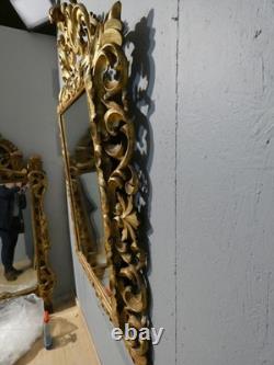 Miroir En Bois Sculpté Ajouré Doré à La Feuille, Italie époque XIX ème, Tain Mer