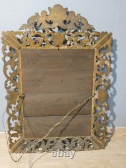 Miroir En Bois Sculpté Ajouré Doré à La Feuille, Italie époque XIX ème, Tain Mer