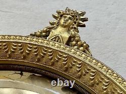 Miroir Face à Main en Bronze Doré Style Charles X Lyre & Cygnes Époque XIX ème