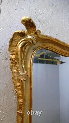 Miroir Style Louis XV En Bois Et Stuc Doré à La Feuille, époque XIX ème Siècle