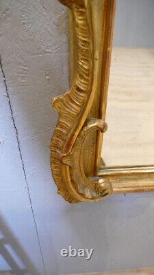 Miroir Style Louis XV En Bois Et Stuc Doré à La Feuille, époque XIX ème Siècle