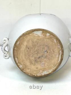 NEVERS ANCIENNE GRANDE BOUTEILLE GOURDE FAIENCE EPOQUE XIXème décor d'un angelot