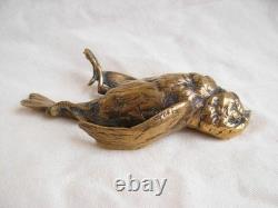 P COMOLERA, BRONZE, PRESSE PAPIER, OISEAU, SIGNE, FONDEUR SUSSE Frès, EPOQUE XIXème