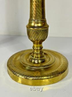 PAIRE DE BOUGEOIRS ANCIENS D'ÉPOQUE EMPIRE EN BRONZE XIXéme H27cm