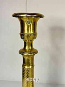 PAIRE DE BOUGEOIRS ANCIENS D'ÉPOQUE EMPIRE EN BRONZE XIXéme H27cm