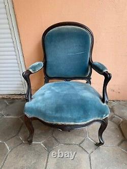 PAIRE DE FAUTEUILS NAPOLEON III BERGERES EN PALISSANDRE ET POIRIER EPOQUE XIXème