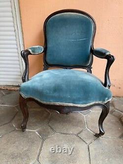 PAIRE DE FAUTEUILS NAPOLEON III BERGERES EN PALISSANDRE ET POIRIER EPOQUE XIXème