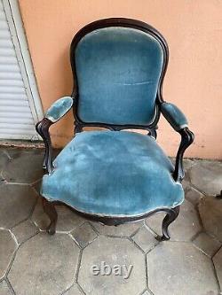 PAIRE DE FAUTEUILS NAPOLEON III BERGERES EN PALISSANDRE ET POIRIER EPOQUE XIXème