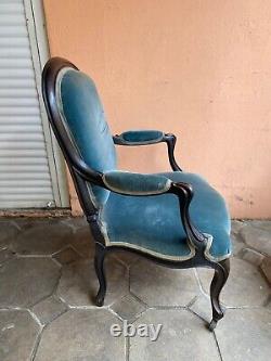 PAIRE DE FAUTEUILS NAPOLEON III BERGERES EN PALISSANDRE ET POIRIER EPOQUE XIXème